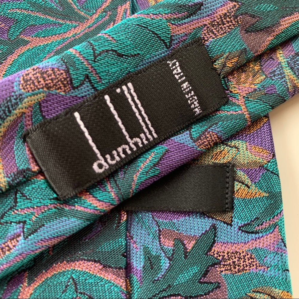 Dunhill Green Flower Pattern Mens Tie